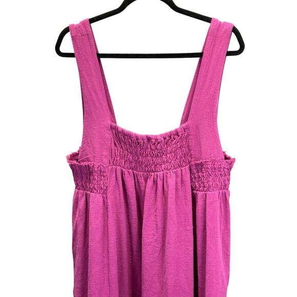 Free People Delphine Smocked Bodice Maxi Dress Pink Purple Cotton Size L - Picture 6 of 11